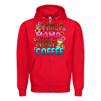 Red half mama half coffee Zipper Hoodie - Zillion Design Studio