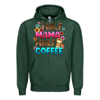 Sports Green half mama half coffee Zipper Hoodie - Zillion Design Studio