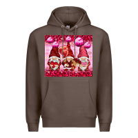 Coffee valentines gnomies with leopard Premium Hoodie - NancyCooperArtShop