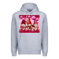 Heather Grey valentines gnomies with leopard Premium Hoodie - NancyCooperArtShop
