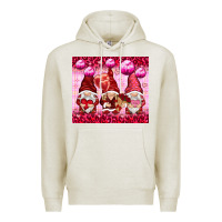 Oatmeal Heather valentines gnomies with leopard Premium Hoodie - NancyCooperArtShop