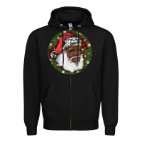 Black African American Santa Christmas Zipper Hoodie - RanaPortraitStore