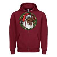 Burgundy African American Santa Christmas Zipper Hoodie - RanaPortraitStore