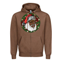 Chestnut African American Santa Christmas Zipper Hoodie - RanaPortraitStore