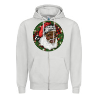 Dove Grey African American Santa Christmas Zipper Hoodie - RanaPortraitStore