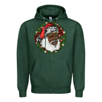 Sports Green African American Santa Christmas Zipper Hoodie - RanaPortraitStore