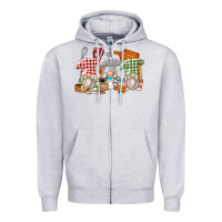 Heather Grey bakery gnomes Zipper Hoodie - Zillion Design Studio