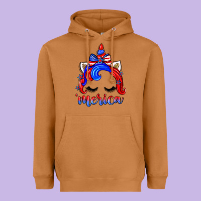 4th Of July 'merica Unicorn Heavyweight Hoodie Designed By Zillion Design Studio