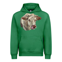 Emerald Charolais Cattle Face Urban Hoodie - LillyAllenDesigns