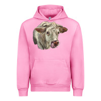 Fuchsia Pink Charolais Cattle Face Urban Hoodie - LillyAllenDesigns