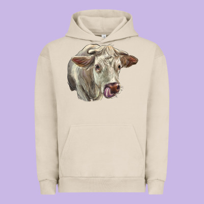 Charolais Cattle Face Urban Hoodie Designed By Lillyallendesigns