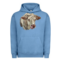 Pigment Pebble Blue Charolais Cattle Face Urban Hoodie - LillyAllenDesigns