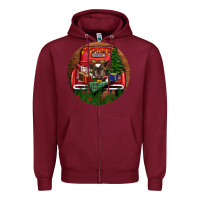 Burgundy Baby Cow Christmas Zipper Hoodie - RanaPortraitStore