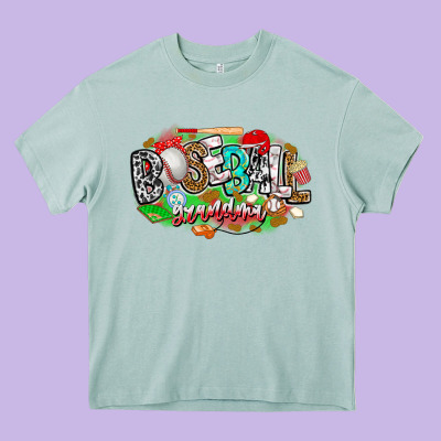 Baseball Grandma Heavy Core Tee Designed By Cowhidedigitalart