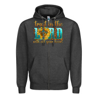 Charcoal Heather trust in the lord with all your heart Zipper Hoodie - texasbilliewilder