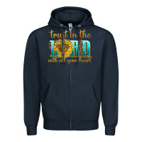 Navy trust in the lord with all your heart Zipper Hoodie - texasbilliewilder