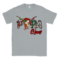 Heather Grey Papa Claus With Long Horn Western Christmas Classic Tee - RanaPortraitStore