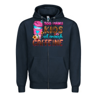 Navy too many kids not enough caffeine Zipper Hoodie - Zillion Design Studio
