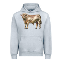Heather Grey charolais bull Urban Hoodie - LillyAllenDesigns
