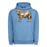 Pigment Pebble Blue charolais bull Urban Hoodie - LillyAllenDesigns