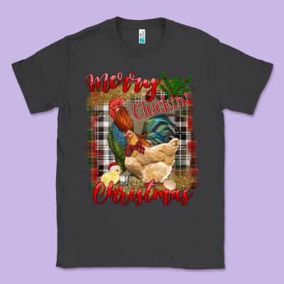 Merry Cluckin' Christmas Classic Tee Designed By Ranaportraitstore