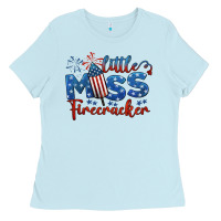 Baby Blue little miss firecracker 4th of july Ladies Tee - BarkalooDesign