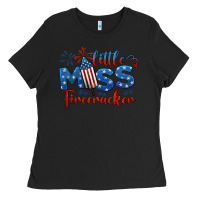 Black little miss firecracker 4th of july Ladies Tee - BarkalooDesign