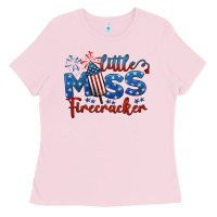 Bubblegum Pink little miss firecracker 4th of july Ladies Tee - BarkalooDesign