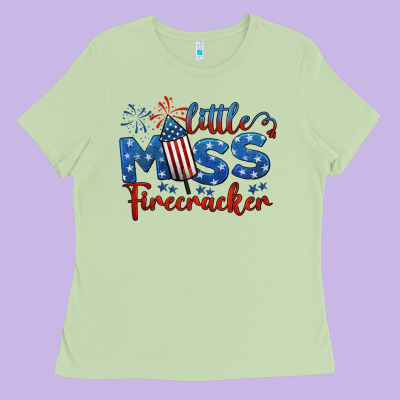 Little Miss Firecracker 4th Of July Ladies Tee Designed By Barkaloodesign