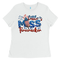 White little miss firecracker 4th of july Ladies Tee - BarkalooDesign