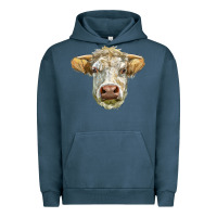 Pigment Midnight Navy Charolais bull face Urban Hoodie - LillyAllenDesigns