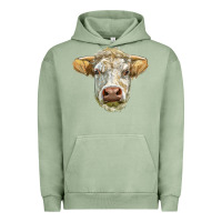 Pigment Oil Green Charolais bull face Urban Hoodie - LillyAllenDesigns