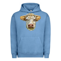 Pigment Pebble Blue Charolais bull face Urban Hoodie - LillyAllenDesigns