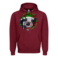 Burgundy Baby Cow Christmas Zipper Hoodie - RanaPortraitStore