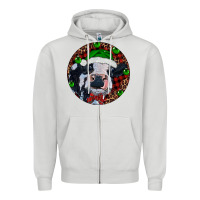 Dove Grey Baby Cow Christmas Zipper Hoodie - RanaPortraitStore
