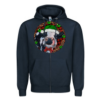 Navy Baby Cow Christmas Zipper Hoodie - RanaPortraitStore