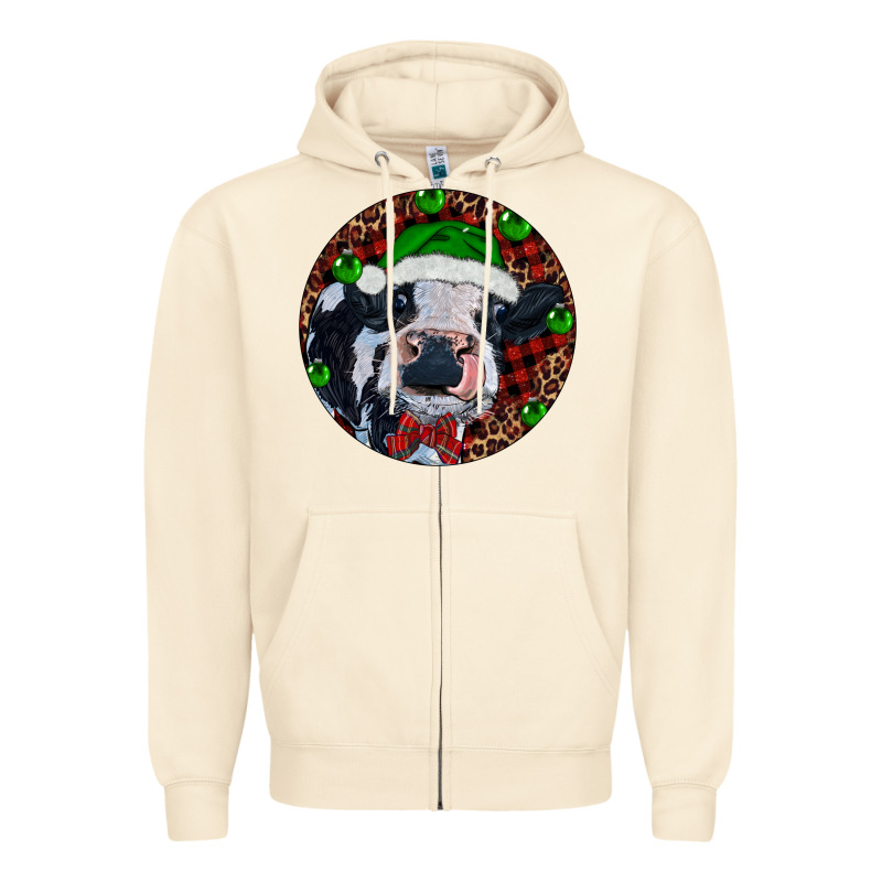 Baby Cow Christmas Zipper Hoodie by RanaPortraitStore | Teevron