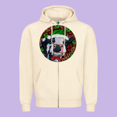 Zipper Hoodie Baby Cow Christmas
