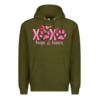 Army Green xoxo hugs and kisses paws Premium Hoodie - NancyCooperArtShop