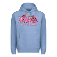 Colony Blue xoxo hugs and kisses paws Premium Hoodie - NancyCooperArtShop