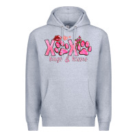 Heather Grey xoxo hugs and kisses paws Premium Hoodie - NancyCooperArtShop