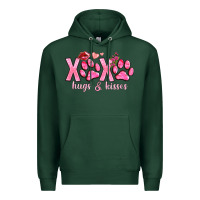 Sports Green xoxo hugs and kisses paws Premium Hoodie - NancyCooperArtShop