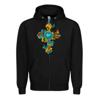 Black western cross with gemstone and sunflowers Zipper Hoodie - texasbilliewilder