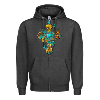 Charcoal Heather western cross with gemstone and sunflowers Zipper Hoodie - texasbilliewilder