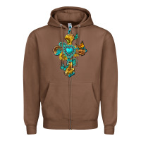 Chestnut western cross with gemstone and sunflowers Zipper Hoodie - texasbilliewilder