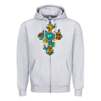 Western Cross With Gemstone And Sunflowers Zipper Hoodie | Teevron