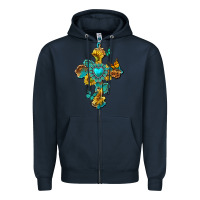 Navy western cross with gemstone and sunflowers Zipper Hoodie - texasbilliewilder