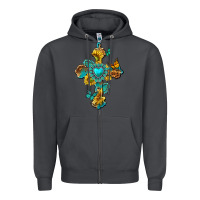 Smoke western cross with gemstone and sunflowers Zipper Hoodie - texasbilliewilder