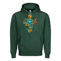 Sports Green western cross with gemstone and sunflowers Zipper Hoodie - texasbilliewilder