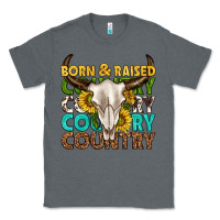 Charcoal Heather born and raised country western Classic Tee - texasbilliewilder